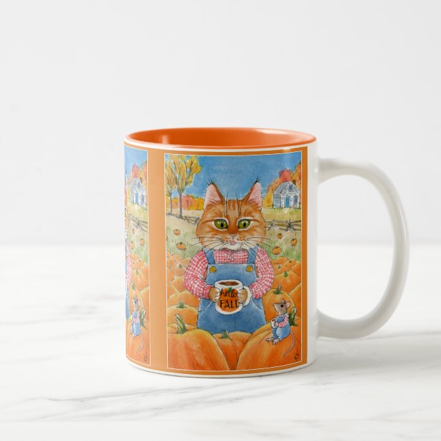 Cute Cat Mouse Pumpkin Spice Autumn mug (Right)