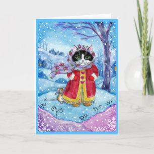 Cute Cat Mouse Winter Valentine Holiday Love card