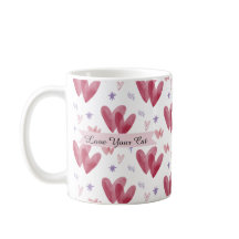 Cute Cat Mug – Hearts & Stars, Customisable Photo