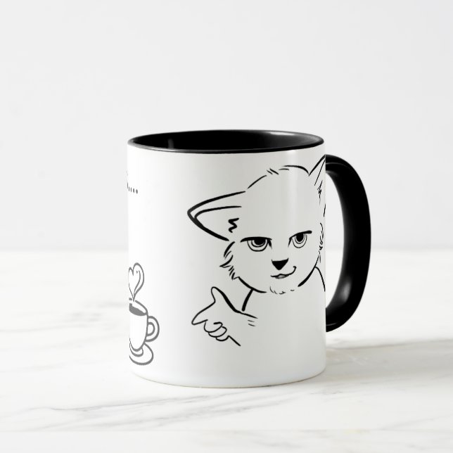 Cute Cat Mug with Attitude | Funny Kitty Coffee Mu (Front Right)