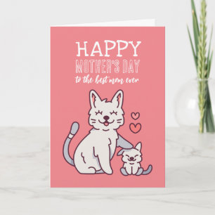 Cute Cat Mum Animal Cartoon Happy Mother's Day Card