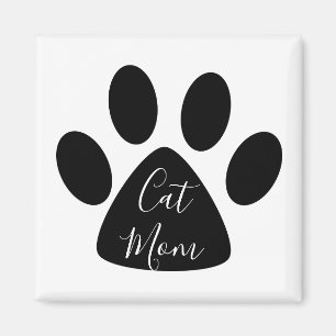 Cute Cat Mum Black Pawprint Magnet