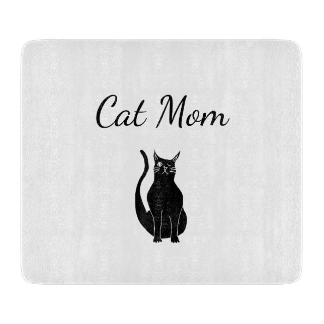 Cute Cat Mum Black White Winking Kitty Cartoon   Cutting Board (Front)