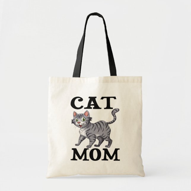 Cute Cat Mum Gift Grey Tabby Tiger Kitty Tote Bag (Front)
