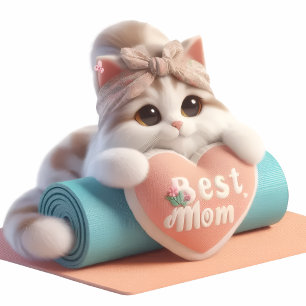 Cute Cat Mum Heart Pillow – Sweet Gift Decor