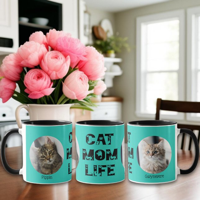 Cute Cat Mum Life Custom Pet Photo Mother's Day Mug (Creator Uploaded)