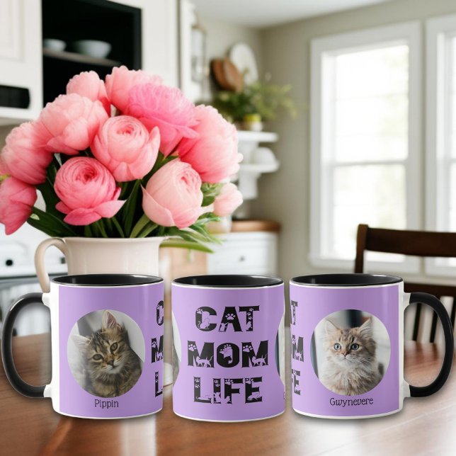 Cute Cat Mum Life Custom Pet Photo Mother's Day Mug (Creator Uploaded)