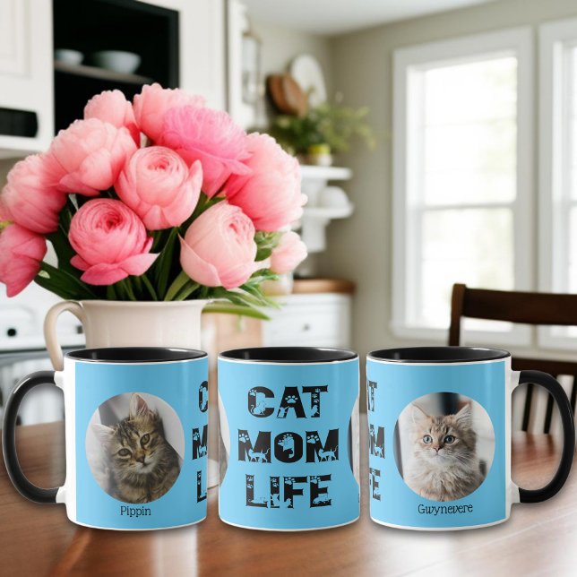 Cute Cat Mum Life Custom Pet Photo Mother's Day Mug (Creator Uploaded)