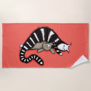 Cute Cat Mum Love Family Beach Towel