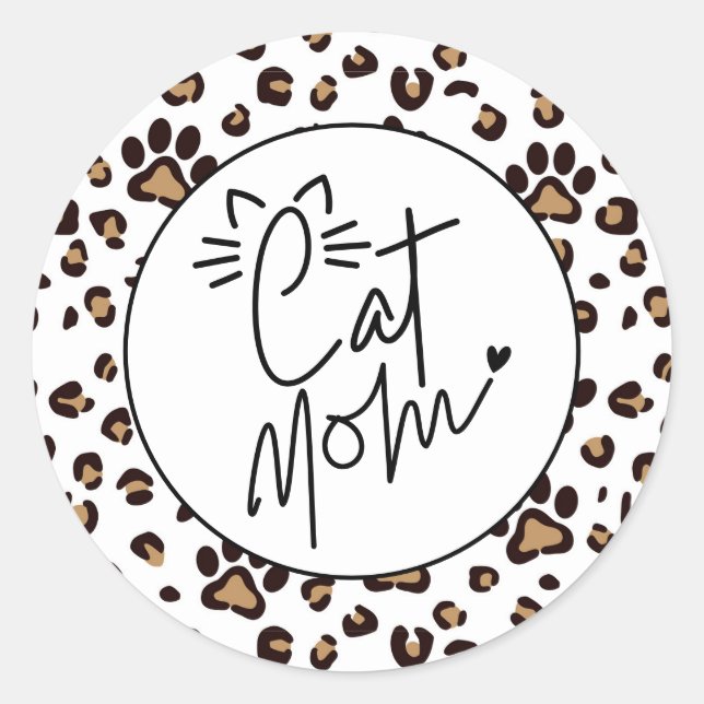 Cute Cat Mum Paw Prints  Classic Round Sticker (Front)