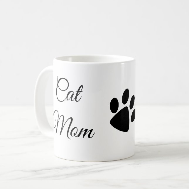 Cute Cat Mum Pawprint  Coffee Mug (Front Left)