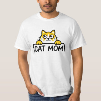 Cute "Cat Mum" Peeking Cat Cartoon T-Shirt