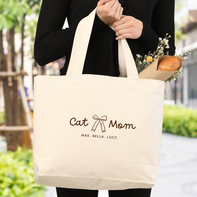 Cute Cat Mum Personalised Large Tote Bag (Creator Uploaded)