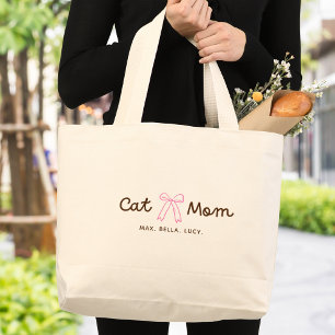 Cute Cat Mum Personalised Large Tote Bag