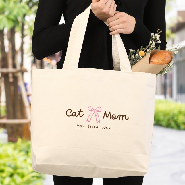 Cute Cat Mum Personalised Large Tote Bag (Creator Uploaded)