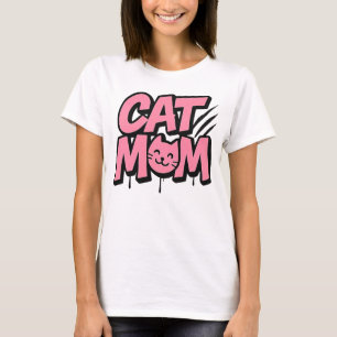 Cute Cat Mum Pink Typography Funny Cat Lover T-Shirt