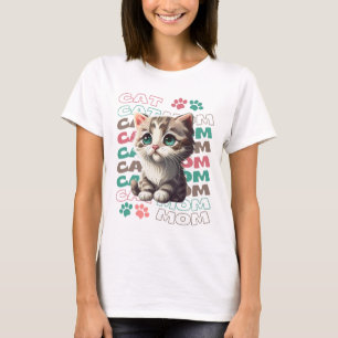 Cute Cat Mum T-Shirt with Adorable Kitten