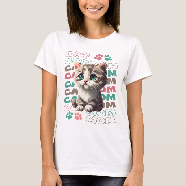 Cute Cat Mum T-Shirt with Adorable Kitten (Front)