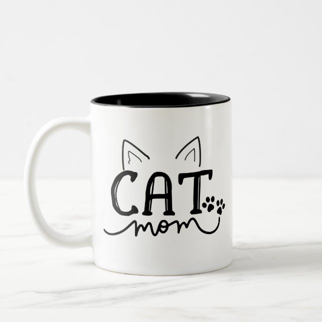 Cute Cat Mum Two-Tone Coffee Mug (Left)