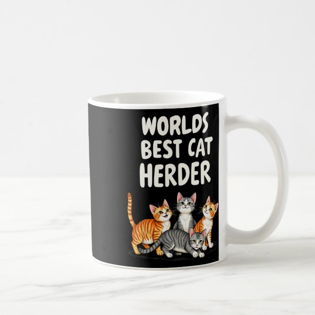 Cute Cat Mum Worlds Best Cat Herder Funny  Coffee Mug (Right)