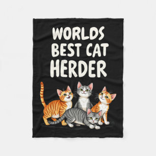 Cute Cat Mum Worlds Best Cat Herder Funny Fleece Blanket