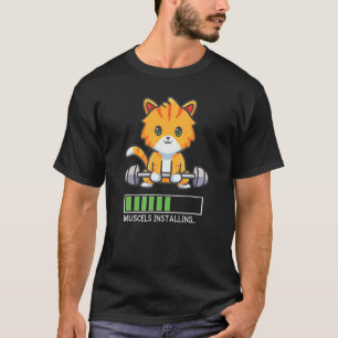 Cute Cat Muscels Installing Strength Training T-Shirt