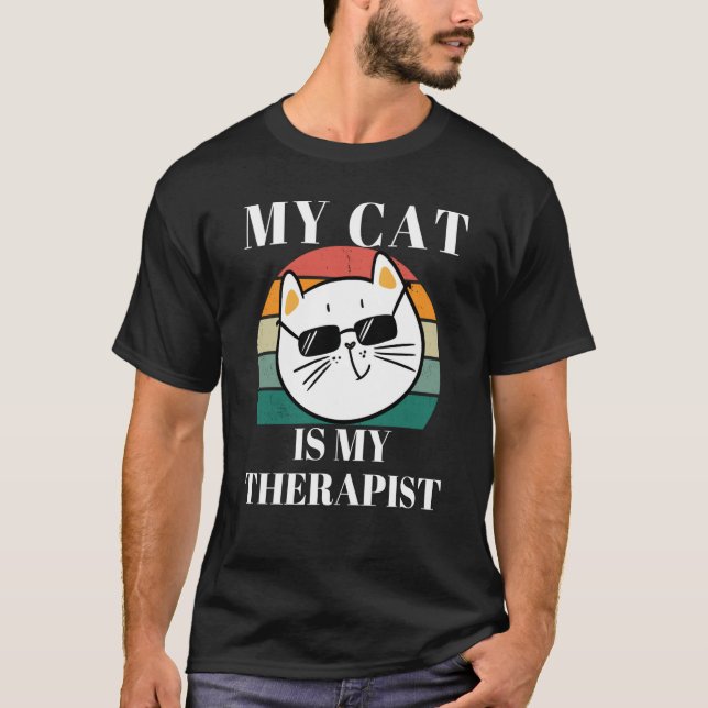 Cute Cat My Cat is My Therapist T-Shirt (Front)