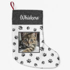 Cute Cat Name Photo Silver Glitter Paw Prints