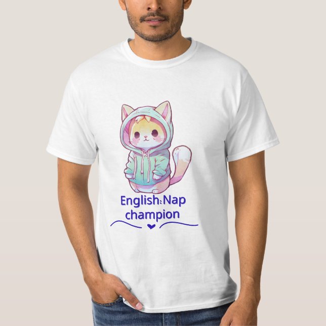 Cute Cat Nap Champion Too T-Shirt (Front)