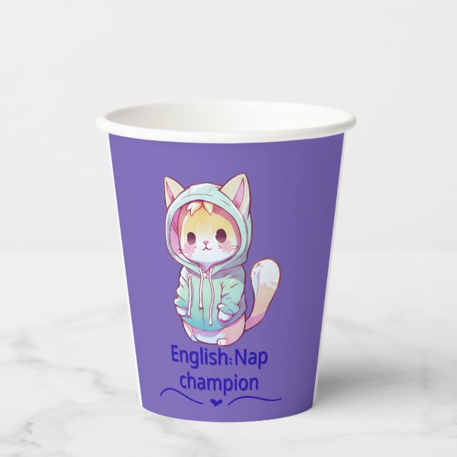 Cute Cat Nap Champion Too T-Shirt Paper Cups (Front)