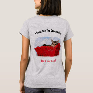 Cute Cat Nap Sleeping Kitten in Red Basket Custom  T-Shirt