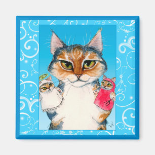 Cute cat naughty or nice magnet
