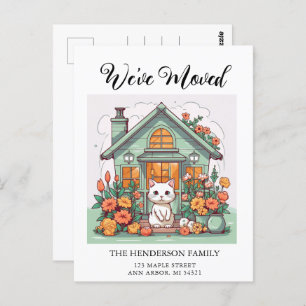 Cute Cat New Home Moving Announcement Postcard