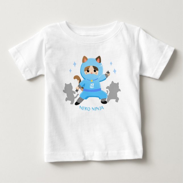 Cute Cat Ninja Japanese Blue Baby Cat Ninja from J Baby T-Shirt (Front)