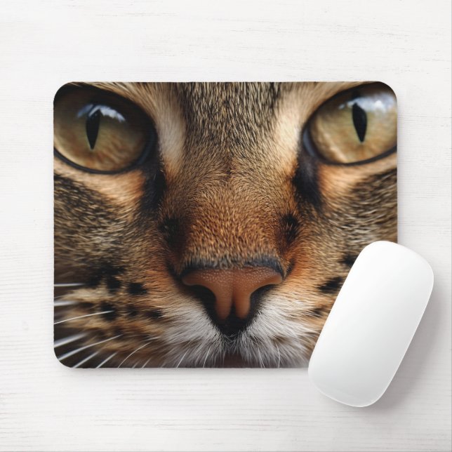 Cute cat nose and eye front closeup. Pet animal Mouse Pad (With Mouse)