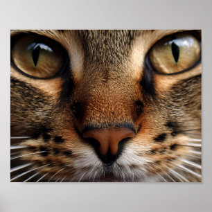 Cute cat nose and eye front closeup. Pet animal  Poster