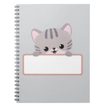 Cute Cat Notebook – Personalised Spiral Journal