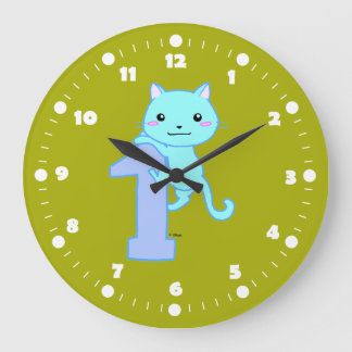 cute cat number 1 large clock