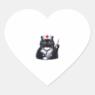 Cute Cat Nurse. Nurse Day Special Cat Nursing _4 Heart Sticker
