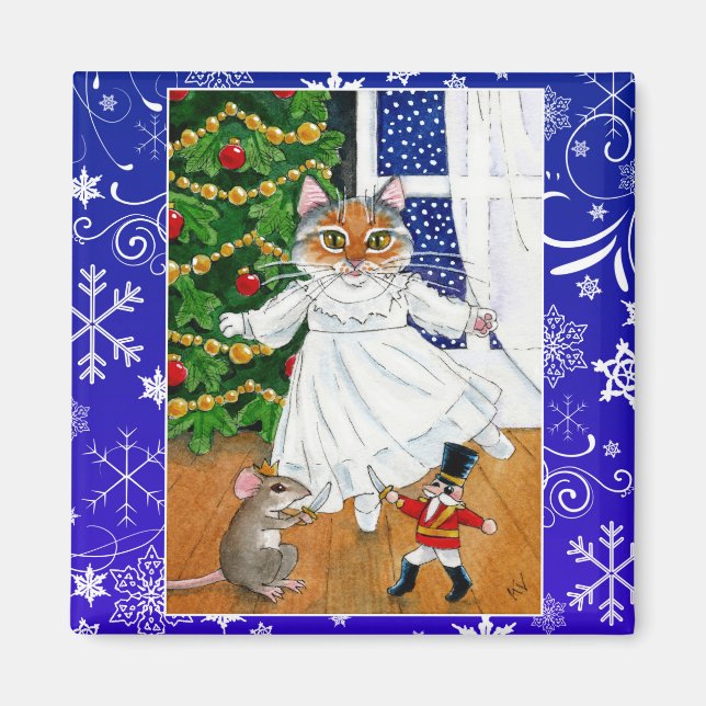 Cute cat, Nutcracker ballet, Christmas, mouse Magnet (Front)