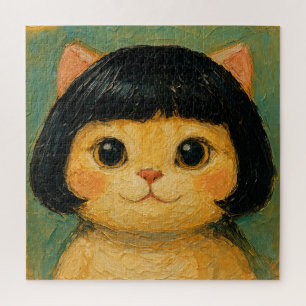 Cute Cat Oil Painting (#2) Jigsaw Puzzle