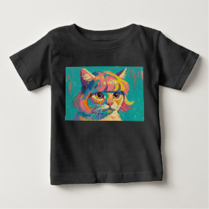 Cute Cat Oil Painting (#5) Baby T-Shirt