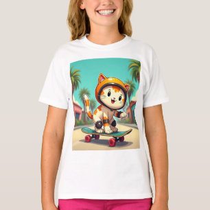Cute cat on a skateboard T-Shirt