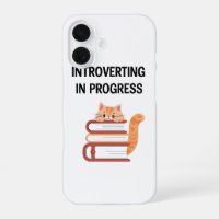 Cute Cat on Books "Introvert in Progress"