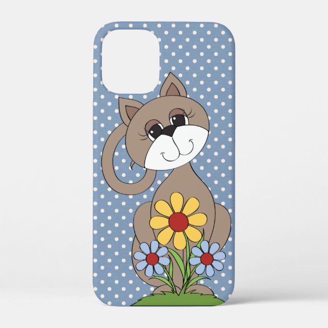 cute cat on polka dots Case-Mate iPhone case (Back)