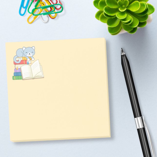 Cute Cat on top of a Book Stack Post-it Notes (Creator Uploaded)