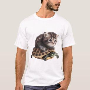 cute cat on turtle Copy Copy T-Shirt