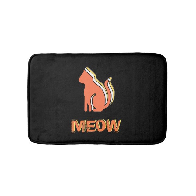 Cute Cat, Orange & Yellow Animal, Abstract Pop Art Bath Mat (Front)