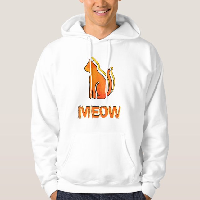 Cute Cat, Orange & Yellow Animal, Abstract Pop Art Hoodie (Front)