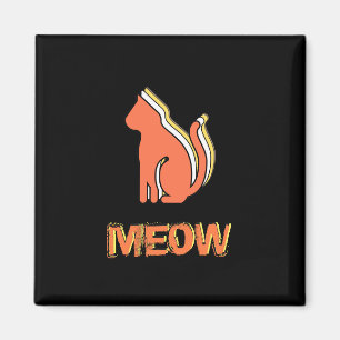 Cute Cat, Orange & Yellow Animal, Abstract Pop Art Magnet